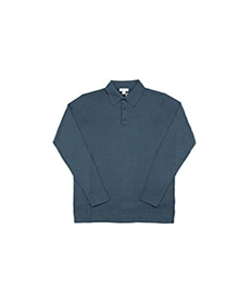 Long Sleeve Merino Polo Dark Petrol