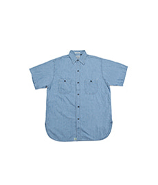 Short Sleeve Chambray Bleached Work Shirt Vintage Fit