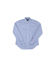 Cotton/Linen Cabana Stripe Shirt Blue