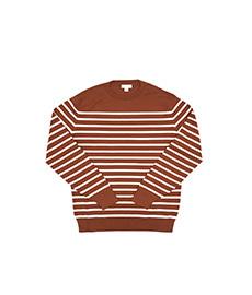 L.Sleeve Crew Neck Sweater Gingerbread/Ecru