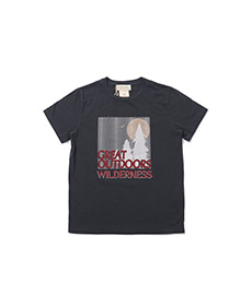 Low Wash Finish Print T-Shirt Black (Great Outdoors Wilderness)