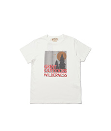 Low Wash Finish Print T-Shirt Off-White (Great Outdoors Wilderness)