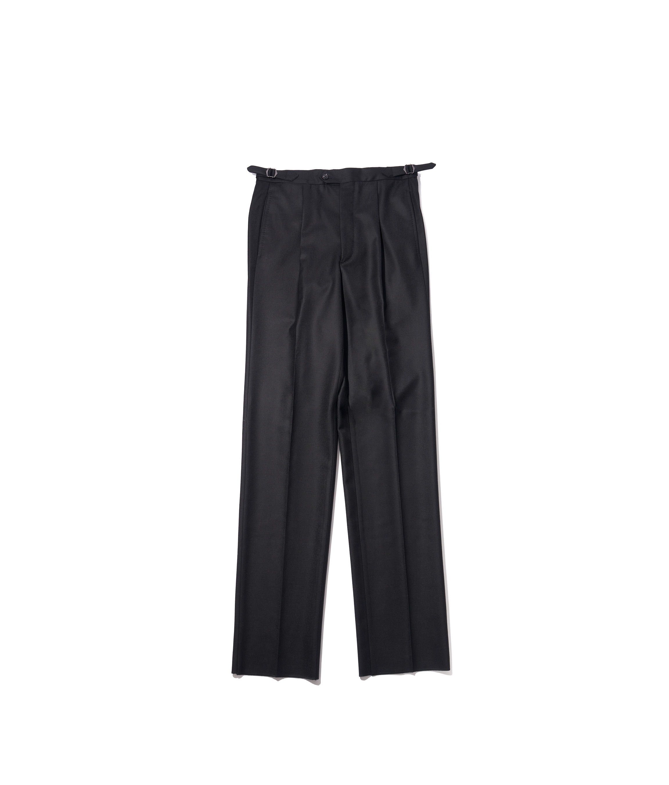 207 Single Pleat Trousers Black Wool Twill