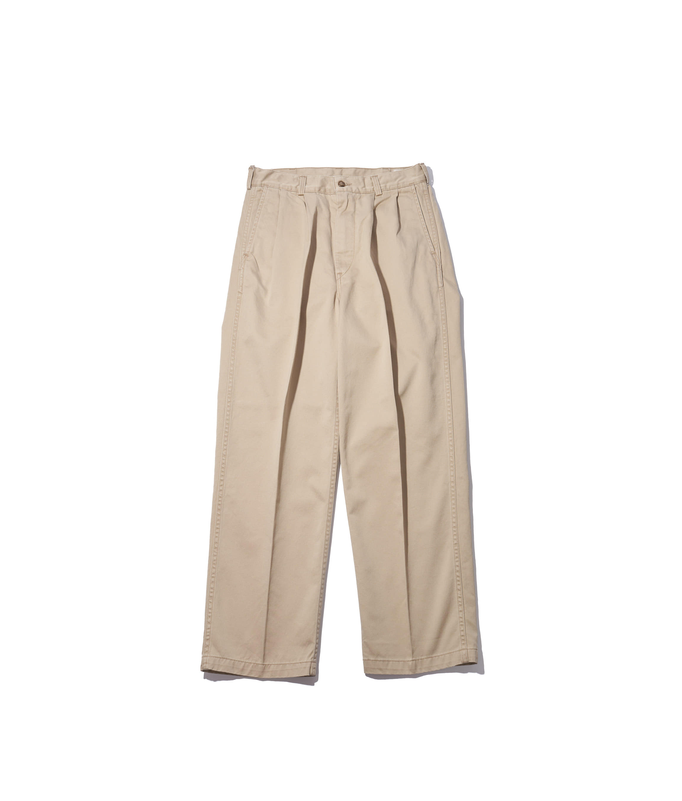 Two Tuck Wide Trousers Khaki