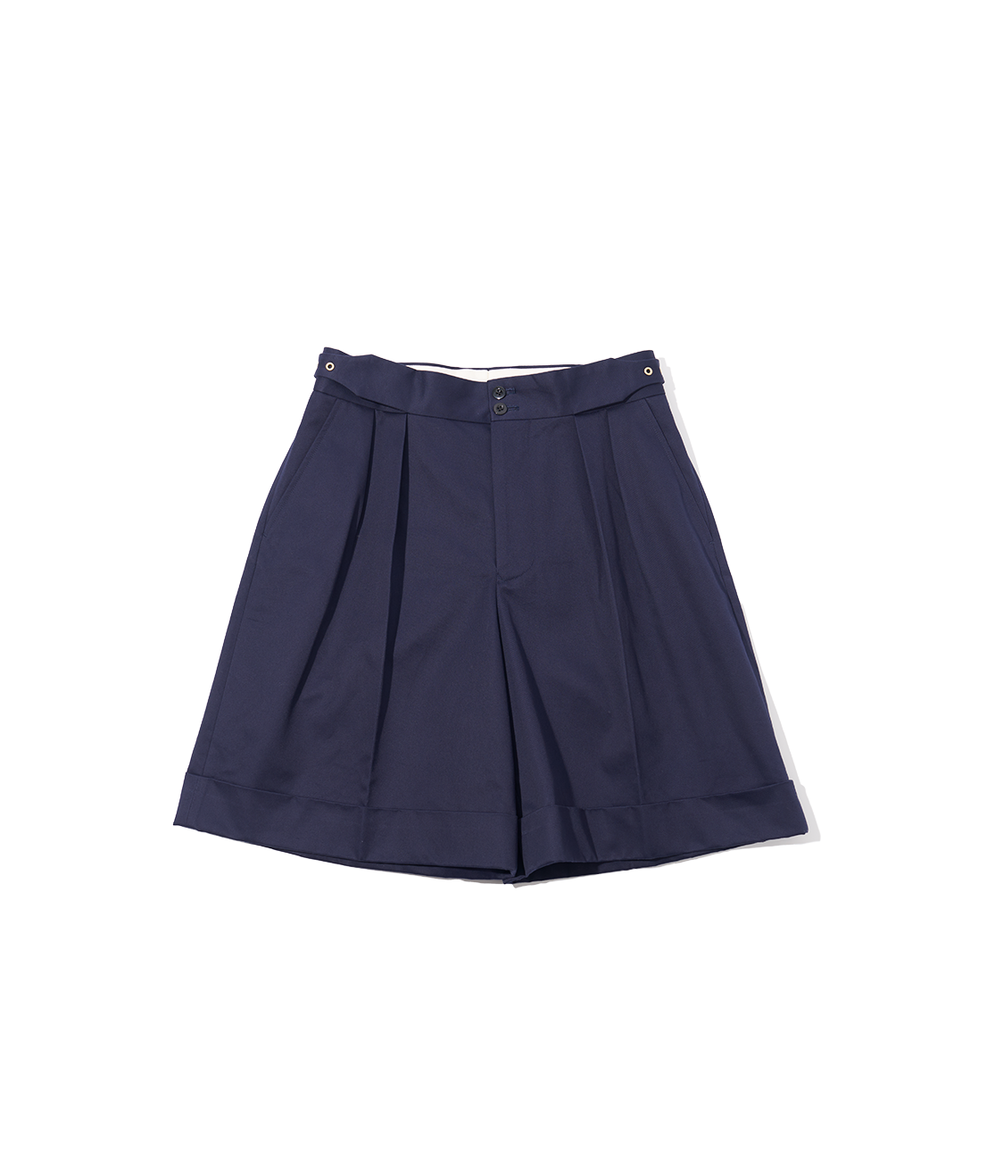 San Joaquin Cotton Pleated Shorts Navy Blue