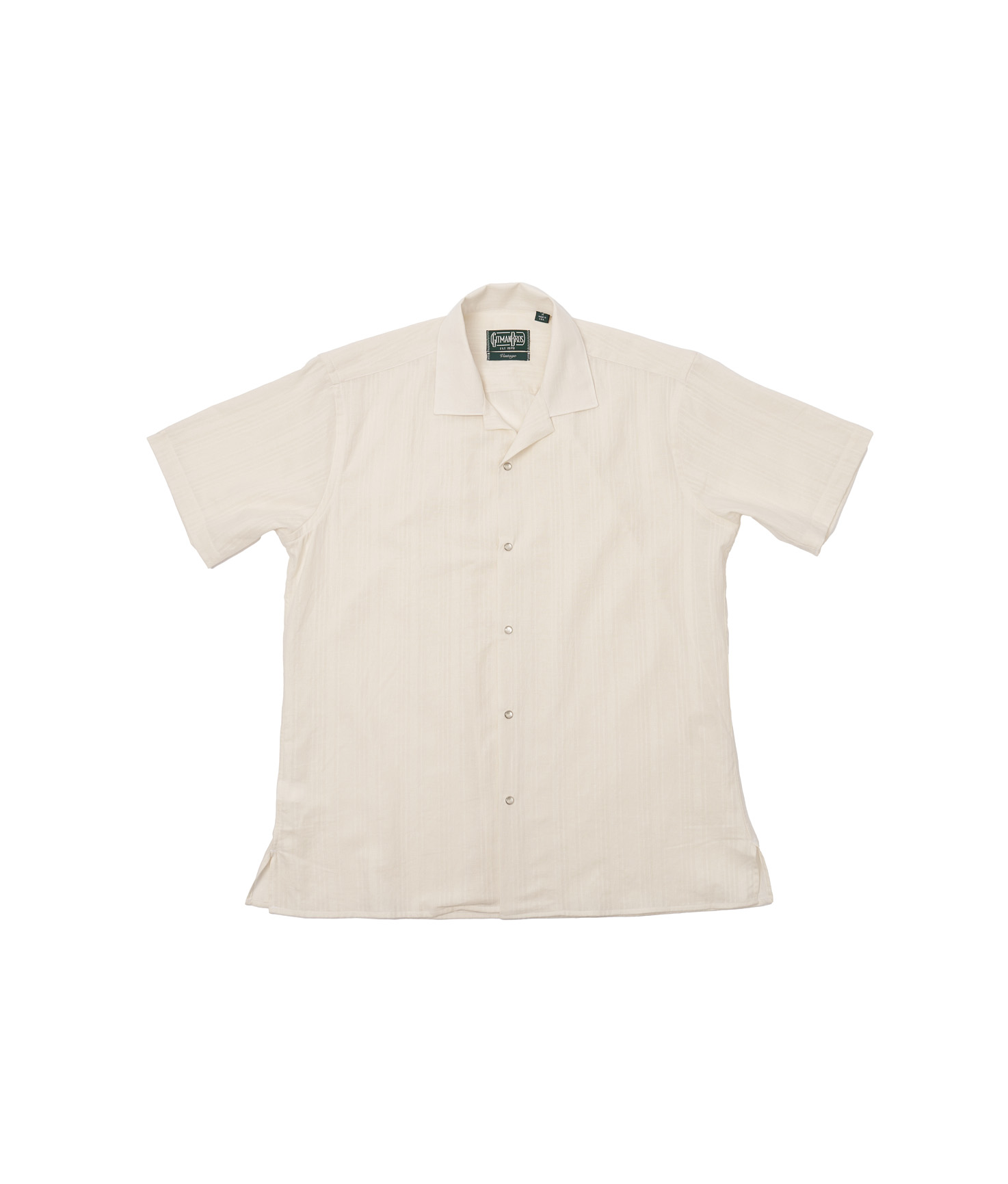 Camp Shirt White Cotton/Linen Yarn-Dyed Dobby