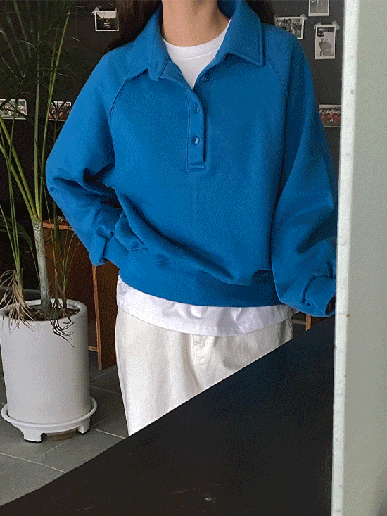 UTMOSTブルーオ襟付きスウェットシャツ