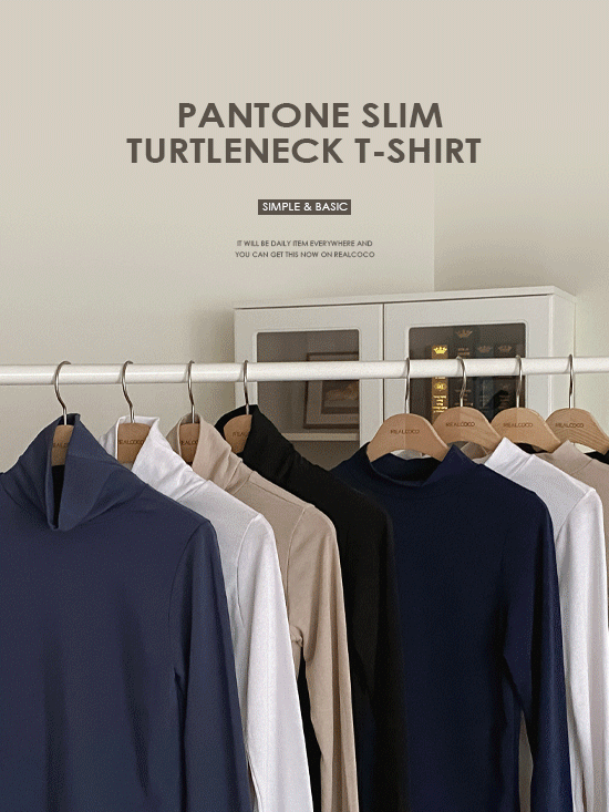 팬톤 슬림 폴라 티셔츠 - 4 Color (기모/목폴라)
