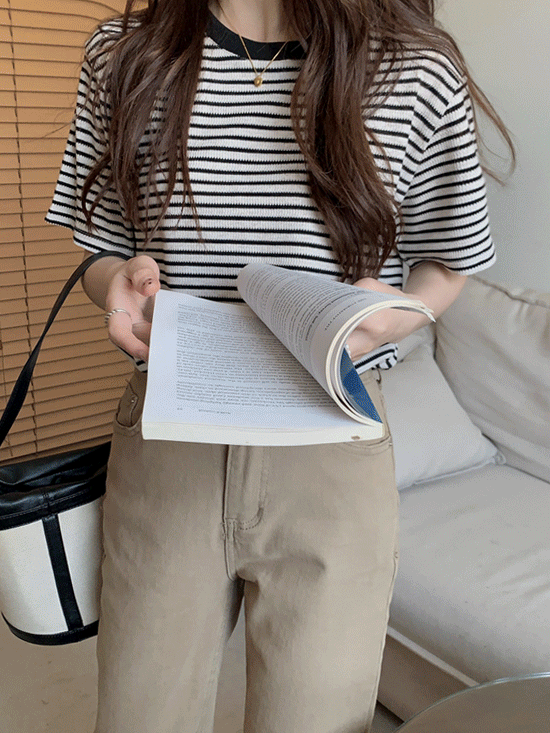 [오늘출발] 온 데일리 단가라 반팔 티셔츠 - 4 Color (스트라이프/배색)