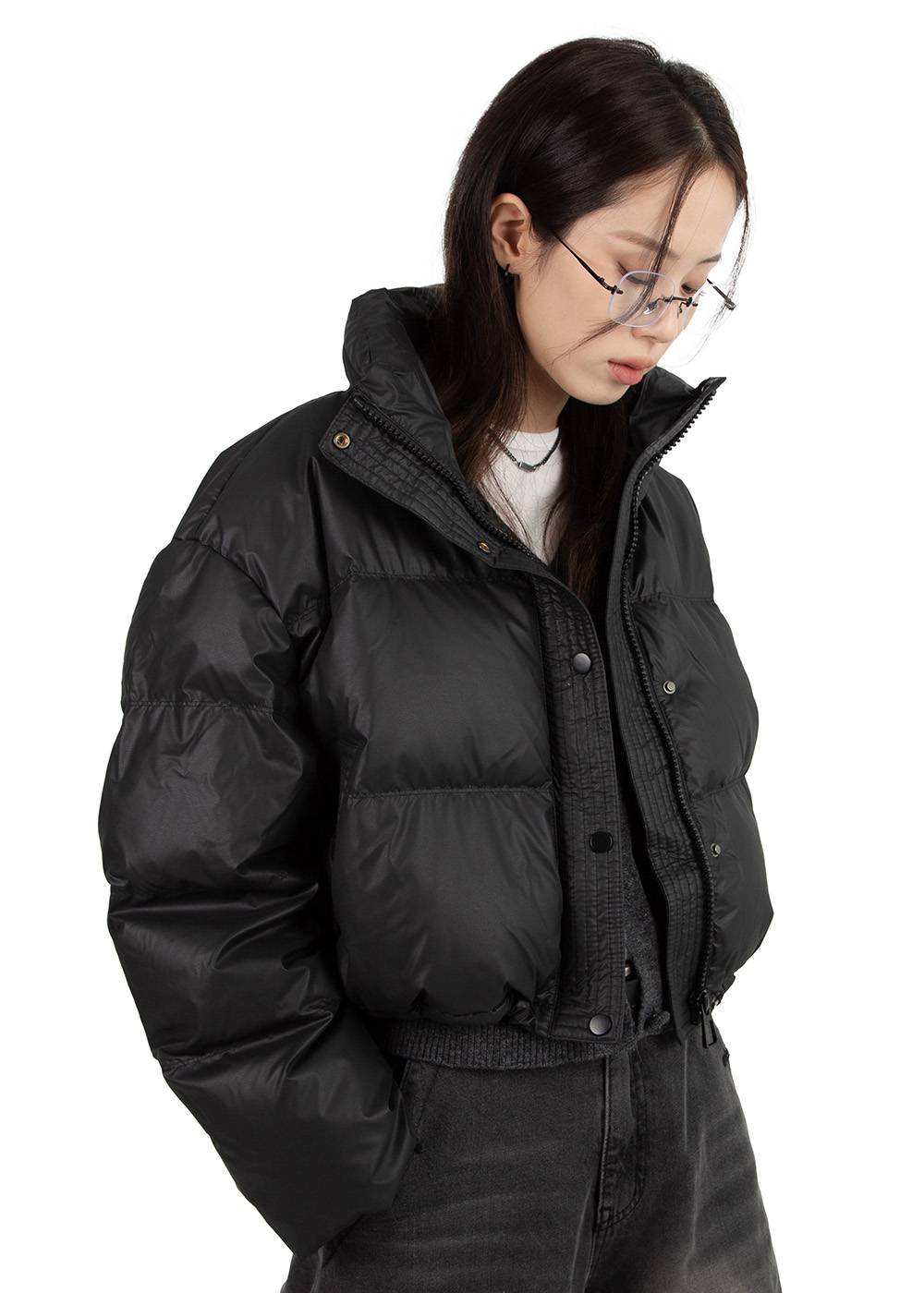 LEATHER PUFFER DOWN JACKET *열흘 소요*