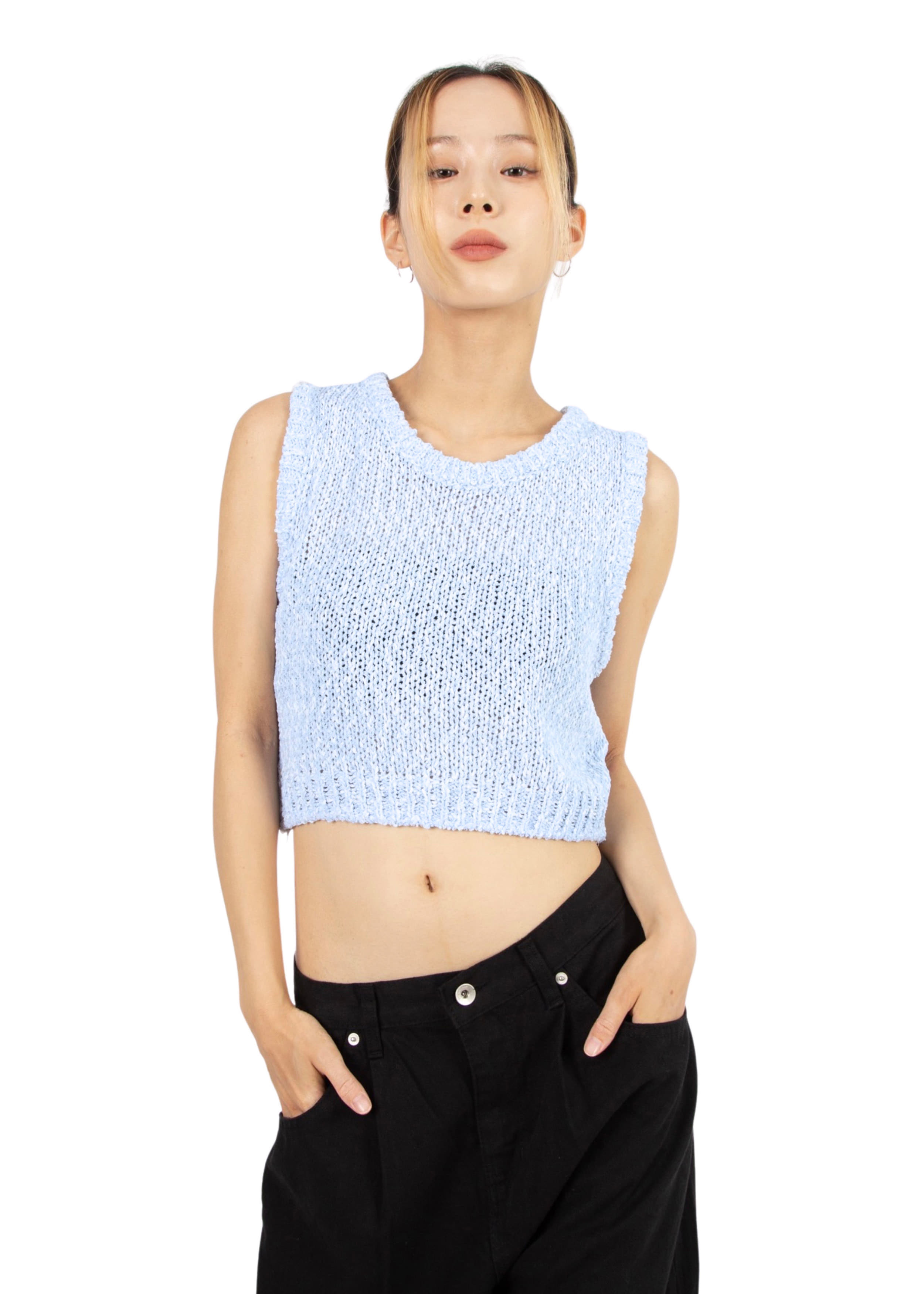COLOR MIX KNIT SLEEVELESS