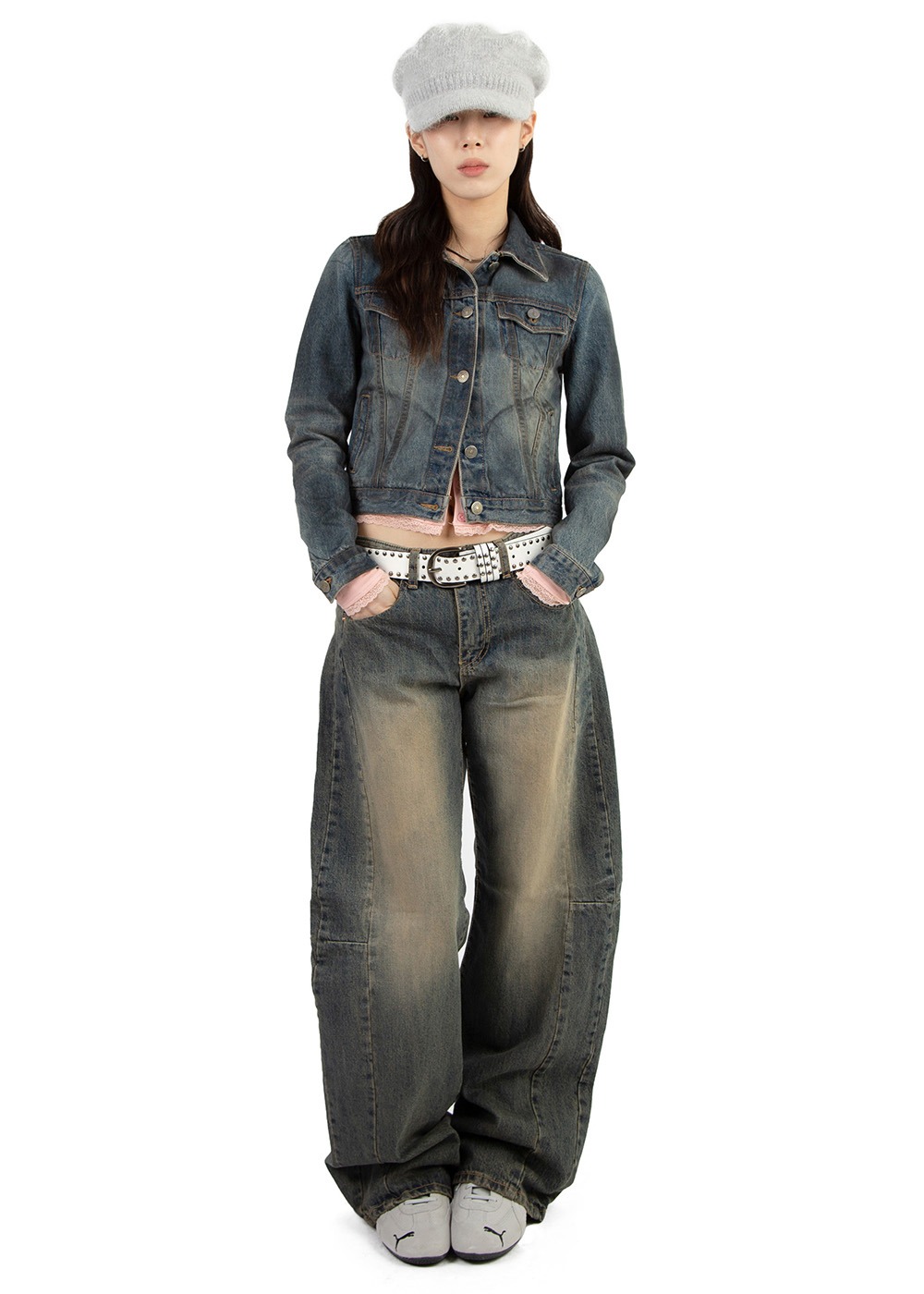 RUST CURVED JEANS