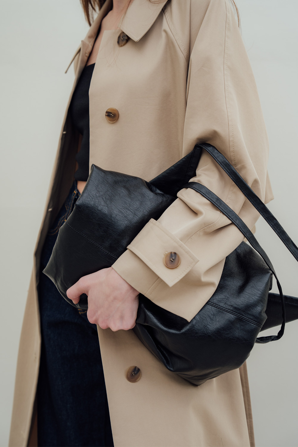 [리파인드902] Chloe Shoulder Bag_Black Eco Leather