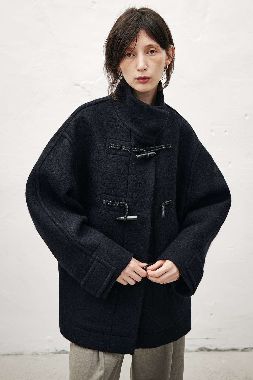 ジャケット・アウター NUGU Hairy Wool Half Coat Hairy Wool Duffle Half Coat_Dark Navy - REFINED902