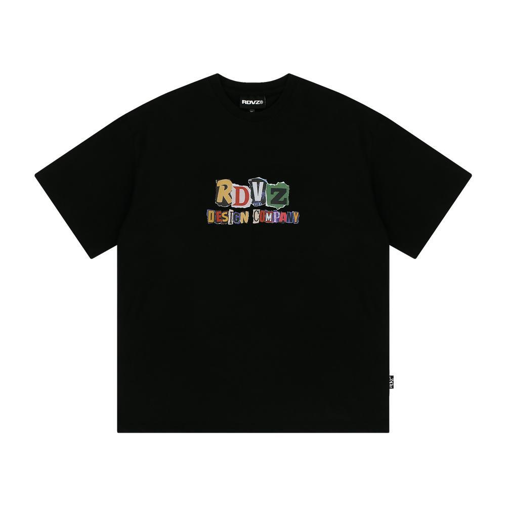 랑데부 [4월10일 순차발송] 콜라주 로고 티셔츠 - 블랙