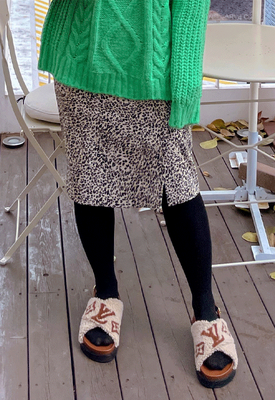 오얼 leopard slit sk (2color)