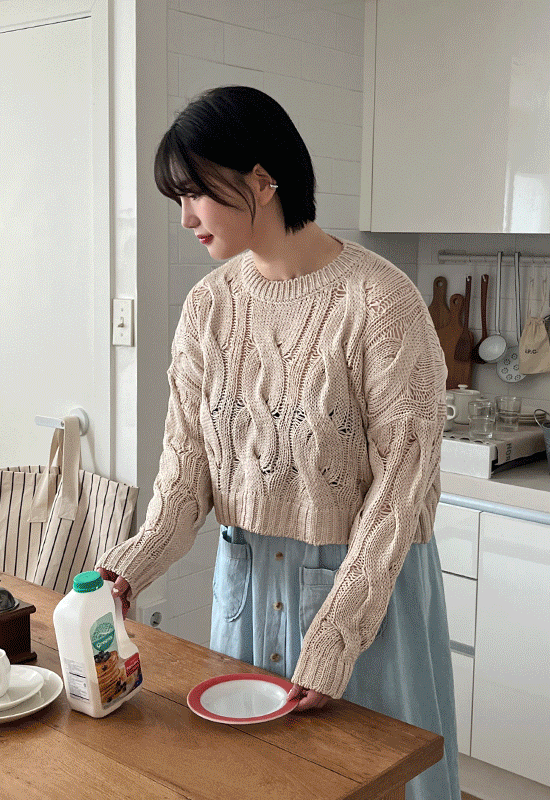 비파인 crop knit (3color)