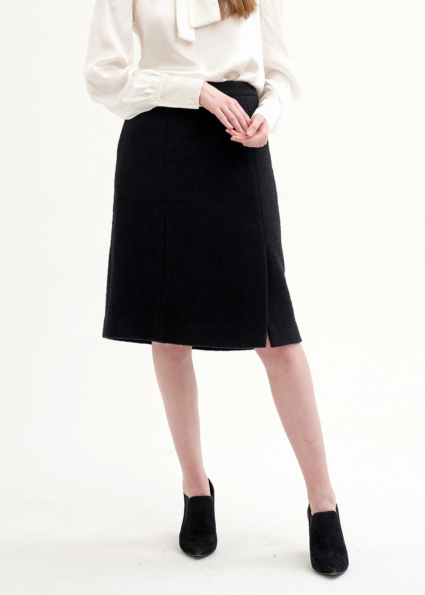 Paris Garden Valentine Boucle Tweed Skirt Black