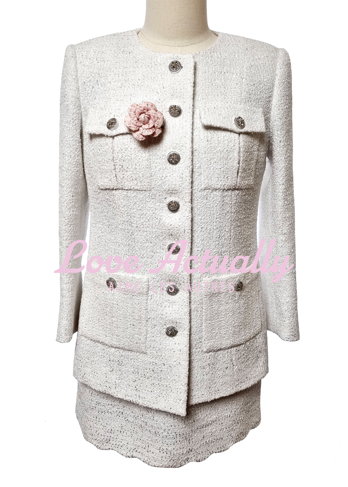Flower Breeze  Tweed Jacket 꽃바람 트위드자켓, 흰색