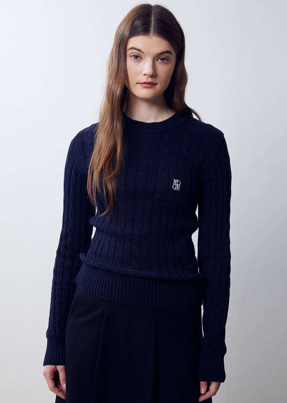*Classic Symbol Cable Knit Top [NAVY]*Classic Symbol Cable Knit Top [NAVY]로씨로씨