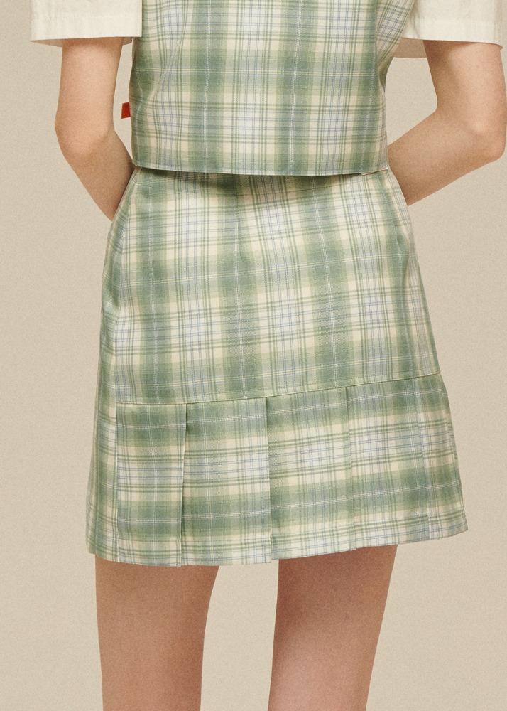 Pleats Wrap Skirt [PASTEL GREEN CHECK]Pleats Wrap Skirt [PASTEL GREEN CHECK]자체브랜드