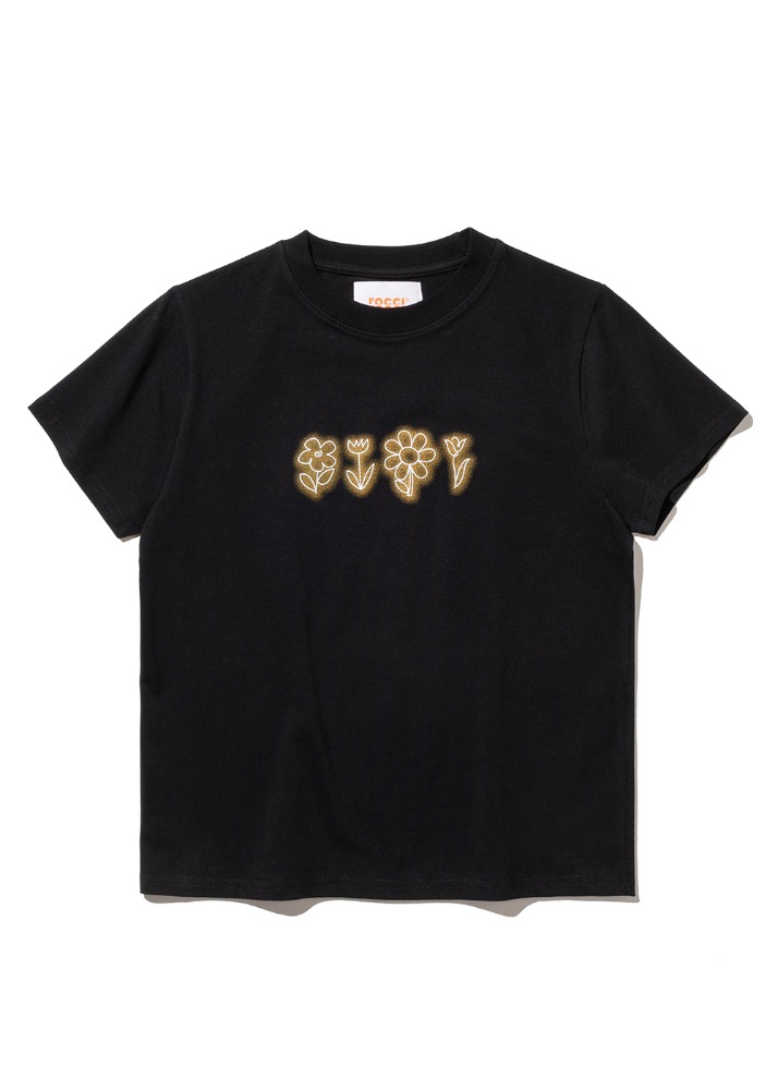Flower drawing Tight fit T-shirt [BLACK]Flower drawing Tight fit T-shirt [BLACK]자체브랜드