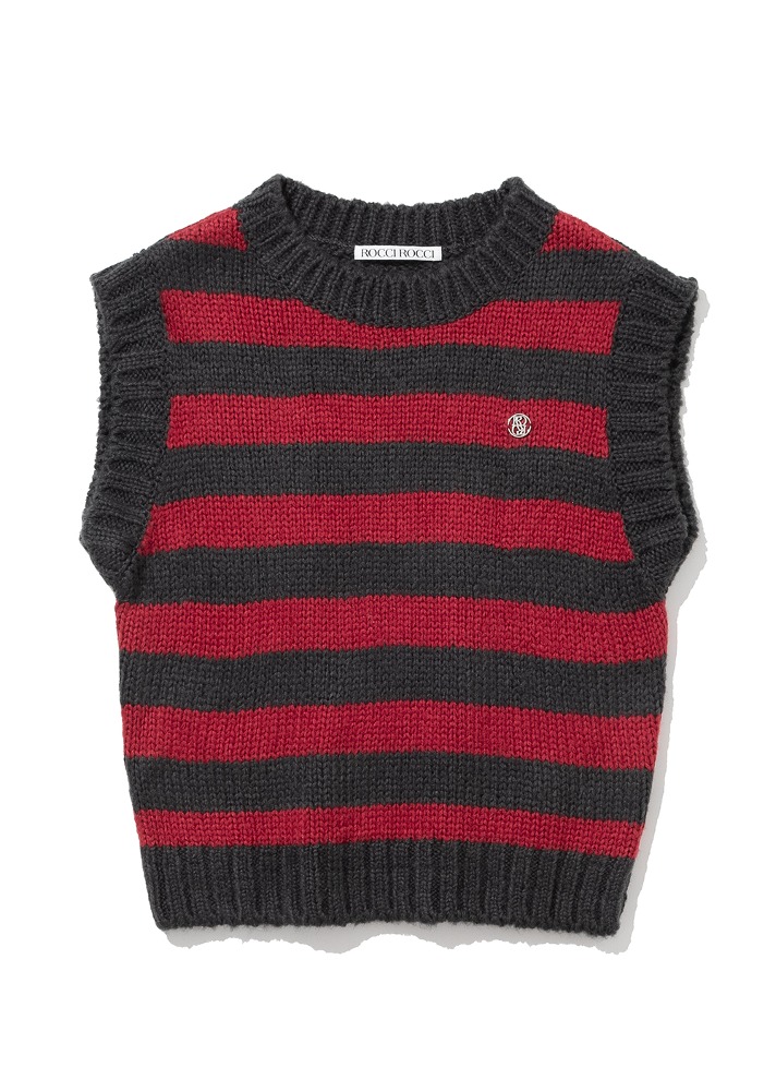 *Mohair Fuzzy Stripe Knit Vest [RED]*Mohair Fuzzy Stripe Knit Vest [RED]로씨로씨