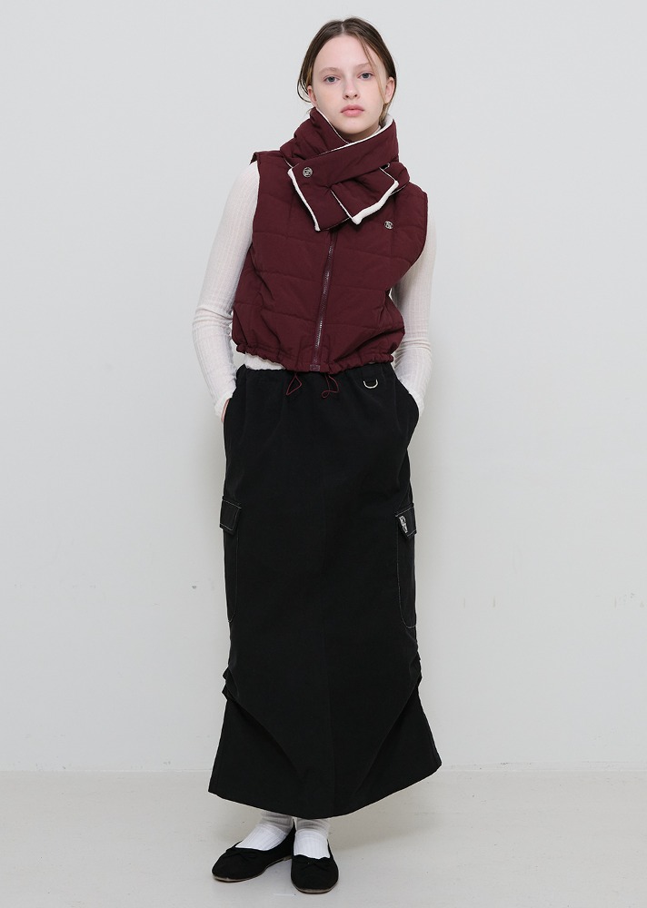 Side Stitch Tuck Cargo long Skirt [BLACK]Side Stitch Tuck Cargo long Skirt [BLACK]자체브랜드