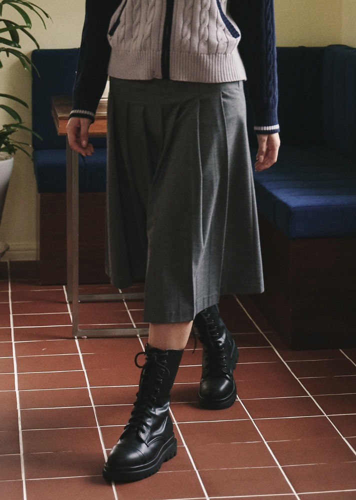 Pleats Midi Skirt [STONE GREY]Pleats Midi Skirt [STONE GREY]로씨로씨