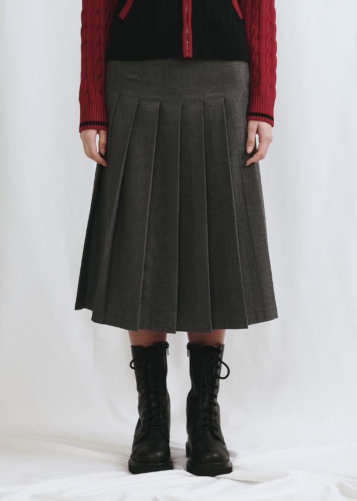 Pleats Midi Skirt [STONE GREY]Pleats Midi Skirt [STONE GREY]로씨로씨