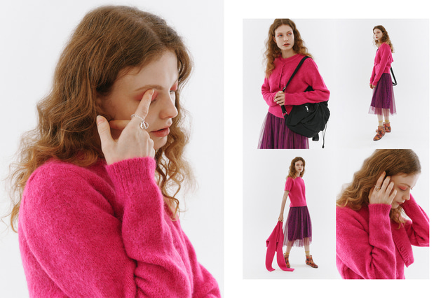 Mohair Fuzzy Cropped Cardigan [TURE PINK] - 로씨로씨 ROCCI ROCCI