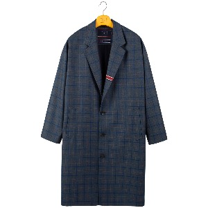 FRIDAY THREE BUTTON CHECK COAT_BLUE