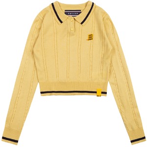 GNAC CABLE KNIT POLO_BUTTER