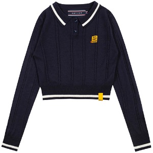 GNAC CABLE KNIT POLO_NAVY