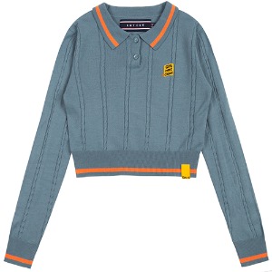 GNAC CABLE KNIT POLO_LIGHT BLUE