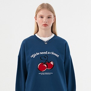 [KIRSH X RMTCRW]GNAC CHERRY SWEAT SHIRT_BLUE