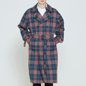 CROSS CHECK TRENCH COAT_NAVY