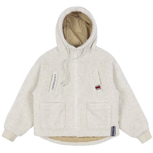 HEAVY FLEECE HOODIE PARKA_MELANGE IVORY