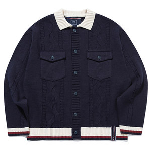 CABLE KNIT JACKET_NAVY