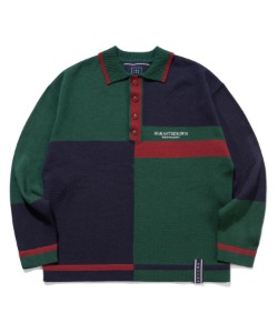 CONTRAST KNIT POLO_GREEN