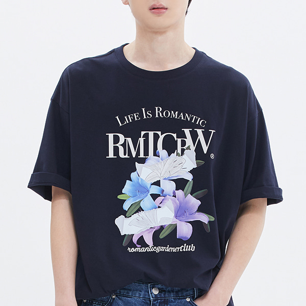 PASTEL LILY TEE_NAVY