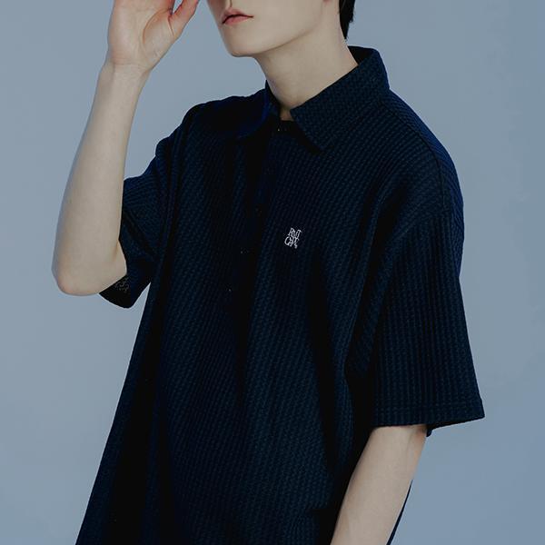 RECENT BUTTON KNIT POLO_NAVY