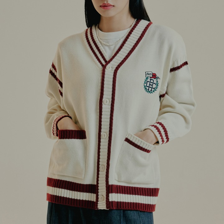 PREPPY KNIT CARDIGAN_OATMEAL