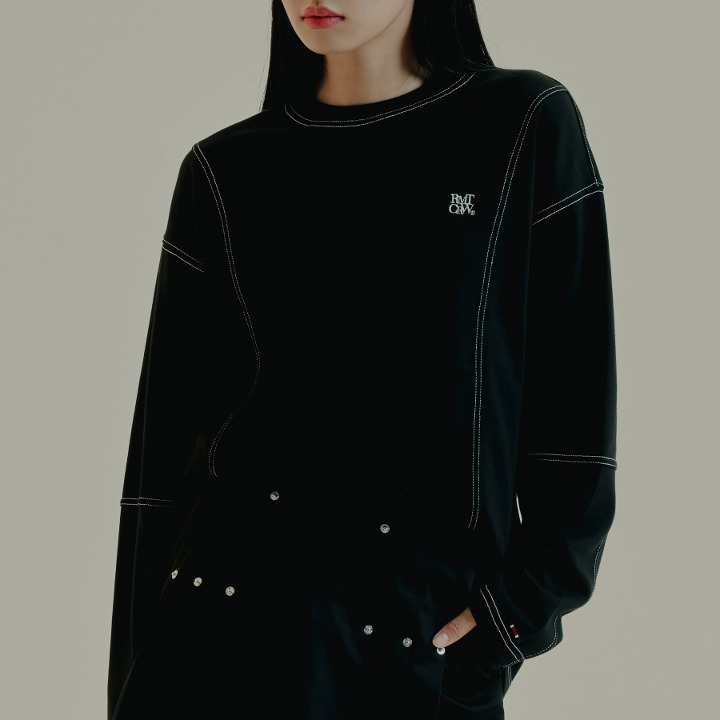 OUT STITCH LONG SLEEVE_BLACK