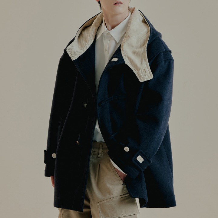 WOOL BLEND OVERSIZE DUFFLE COAT_NAVY