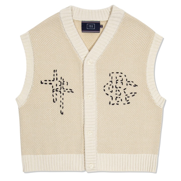 ★2023SS新作★ROMANTIC CROWN★TWO TONE RIB KNIT VEST ☆韓国の人気☆【ROMANTIC CROWN】☆TWO TONE RIB KNIT VES.T