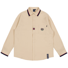 COLOR BAND COLLAR SHIRT_BEIGE