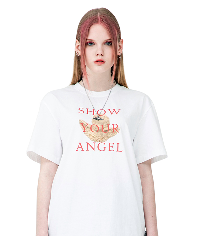 SHOW YOUR ANGEL HALF SLEEVE TEE [WHITE]