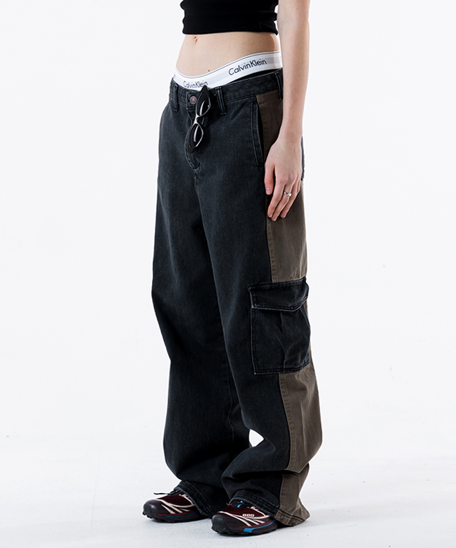 TWO-TONE CARGO PANTS [CHARCOAL BROWN]
