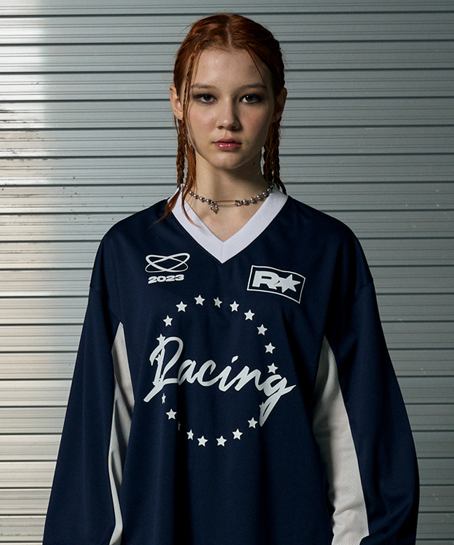 MOTOR CYCLE JERSEY PULLOVER TOP [NAVY]